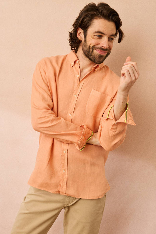 Camicia in lino Bali con dettagli fluo