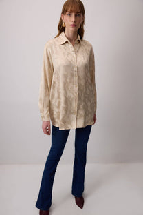 Camicia jacquard in viscosa e rayon