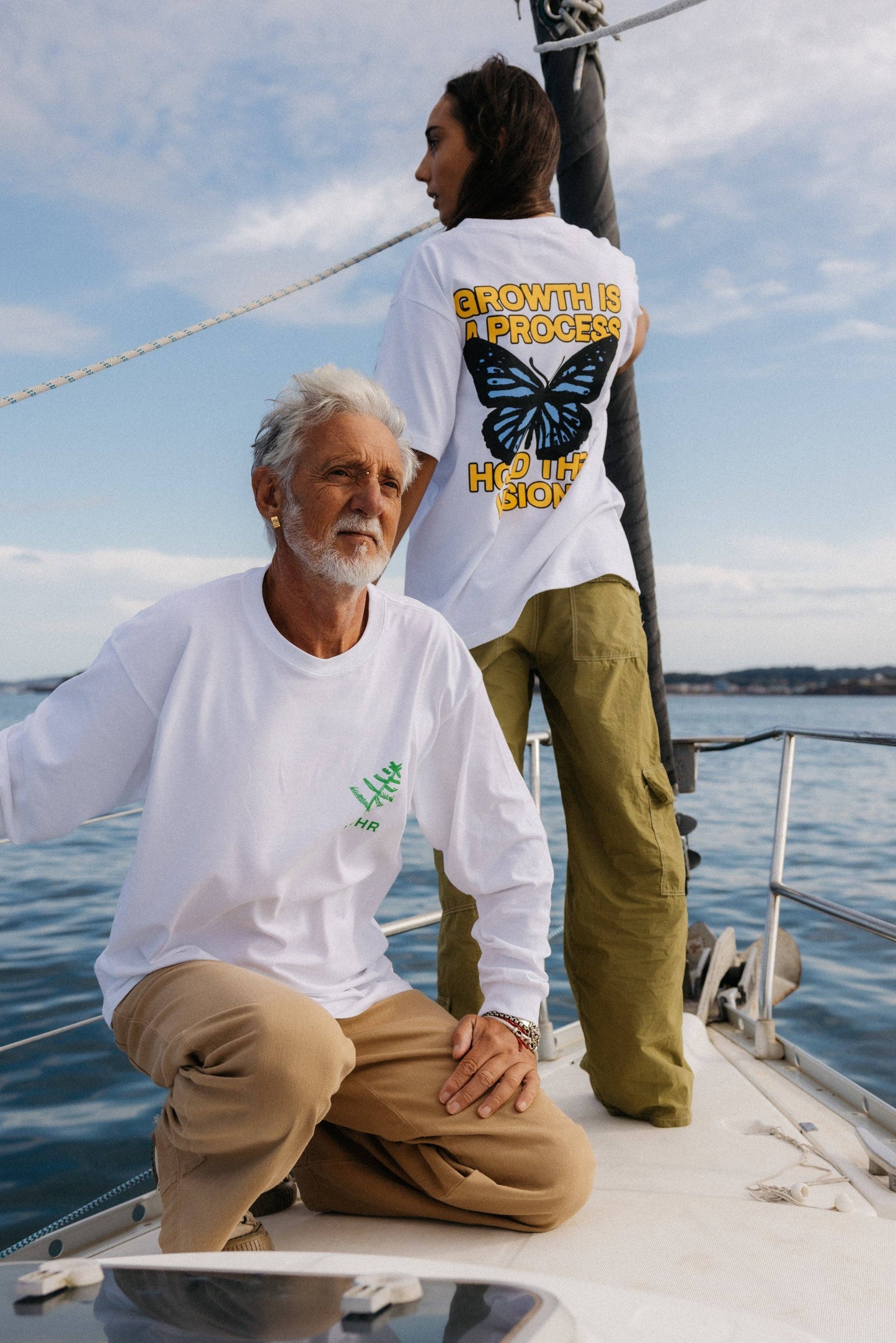 T-shirt bianca oversize Butterfly in cotone biologico