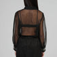 Camicia nera in organza con ricamo gioiello