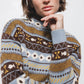 Maglione jacquard a collo alto