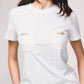 T-shirt aderente con tasche e dettagli a catena