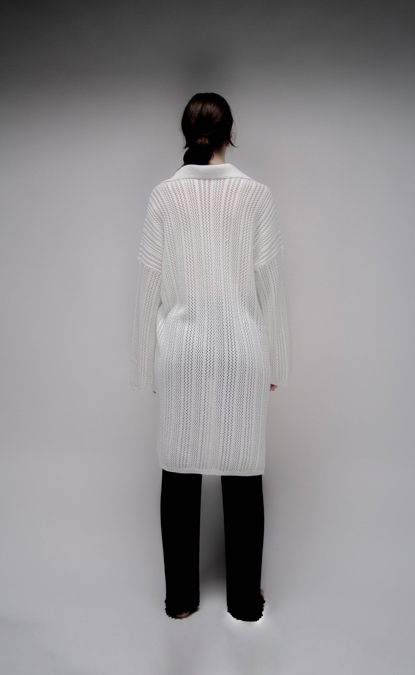 Maxi abito polo in cotone premium lavorato all’uncinetto