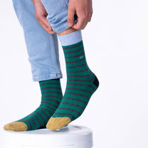 Calzini a righe in cotone pettinato verde scuro e grigio
