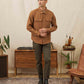 Overshirt in twill riciclato color cammello