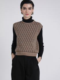 Gilet in maglia jacquard bicolor