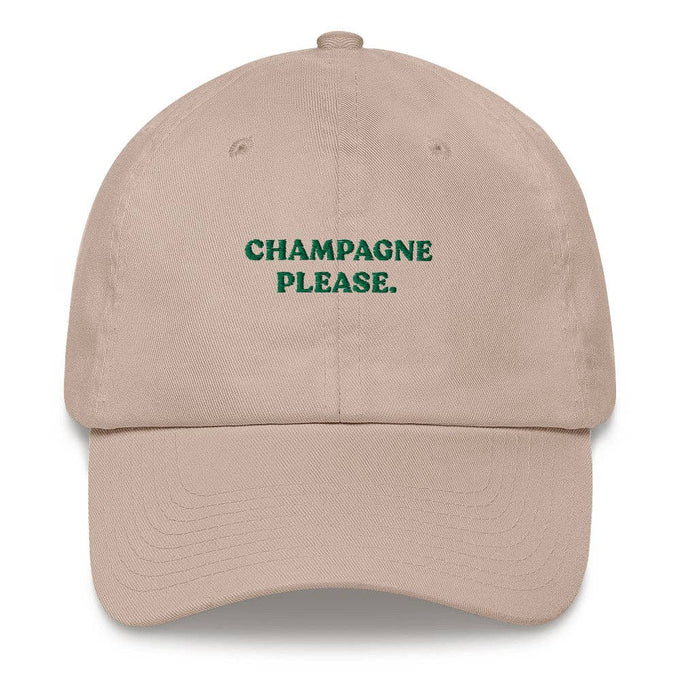 Cappellino Dad Hat “Champagne Please” in Cotone con Ricamo