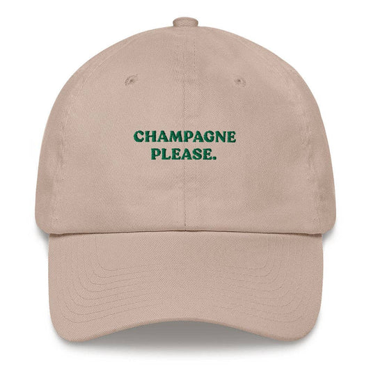 Cappellino Dad Hat “Champagne Please” in Cotone con Ricamo