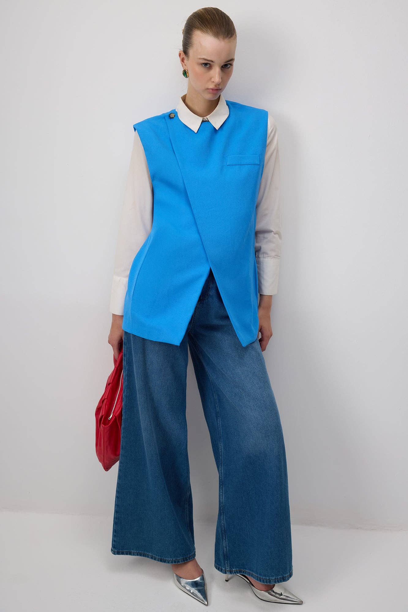 Gilet sartoriale doppiopetto in misto lino