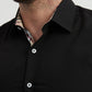 Camicia slim fit nera con dettagli tartan