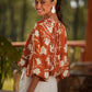 Blusa floreale in viscosa con maniche a palloncino