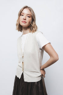 Gilet in maglia con scollo a V e bottoni