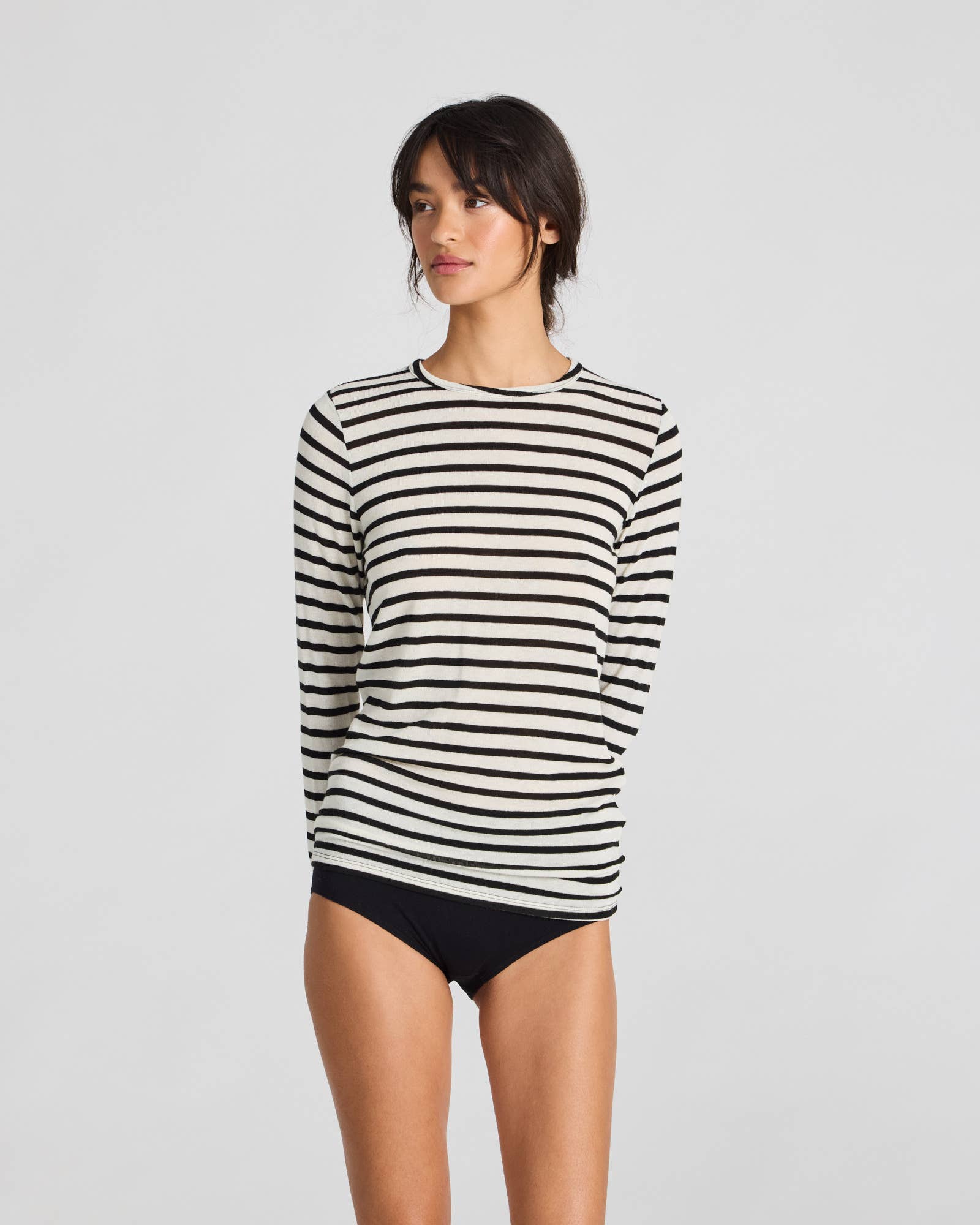 Maglia sailor Thyra a righe in misto lana écru