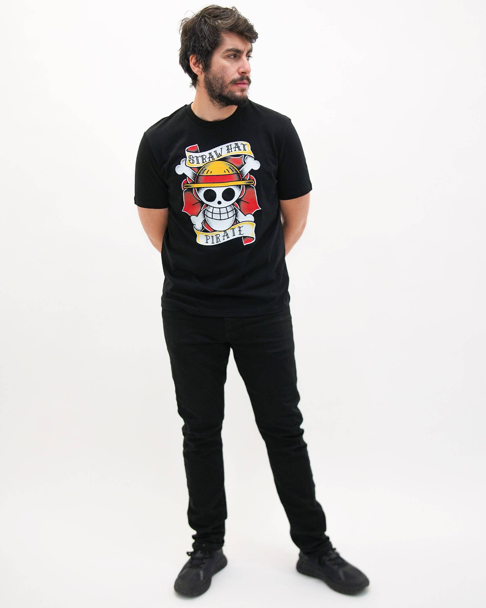 T-shirt Pirata Vintage con Grafica Manga