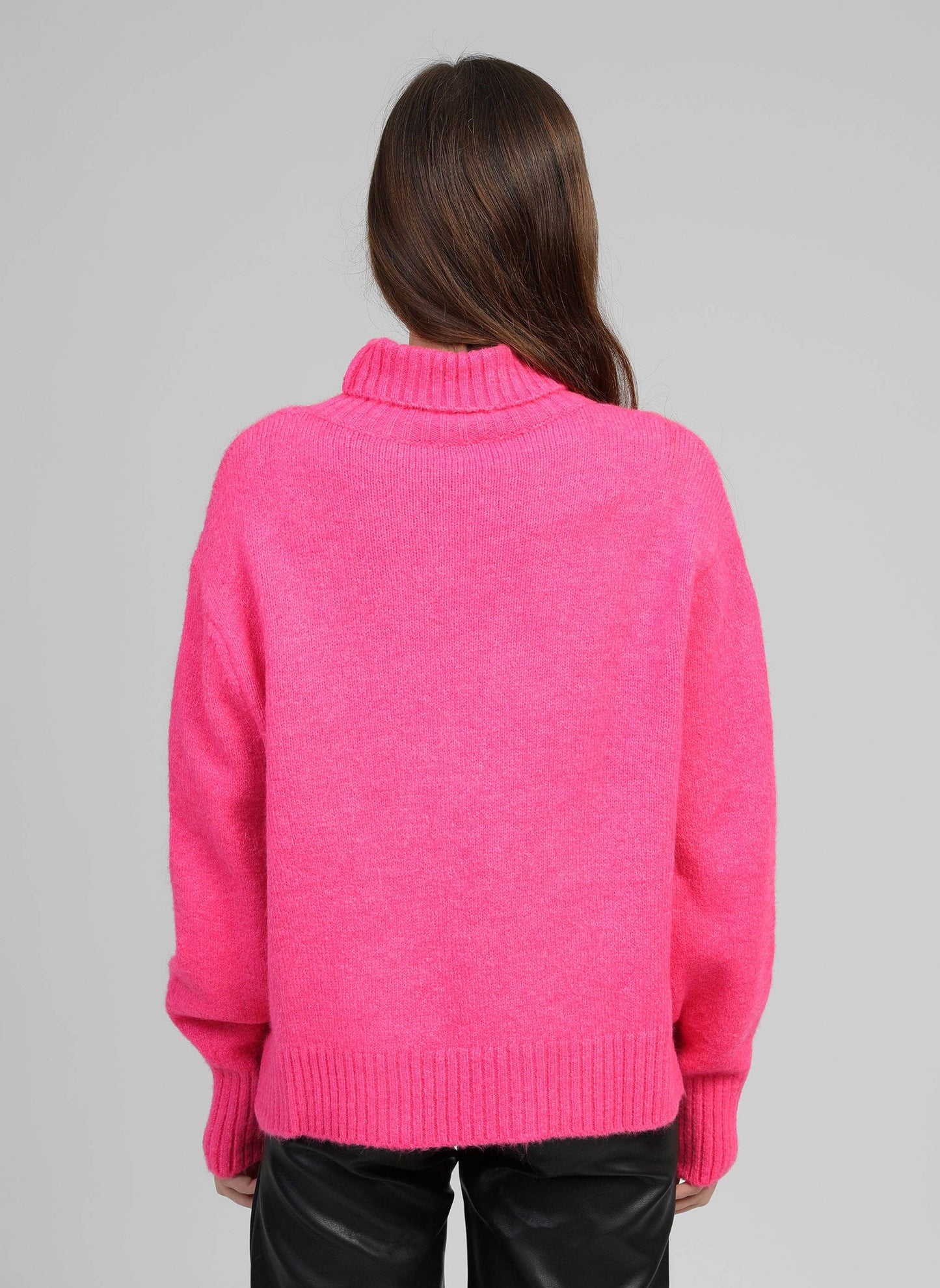 Maglione dolcevita caldo fucsia da donna