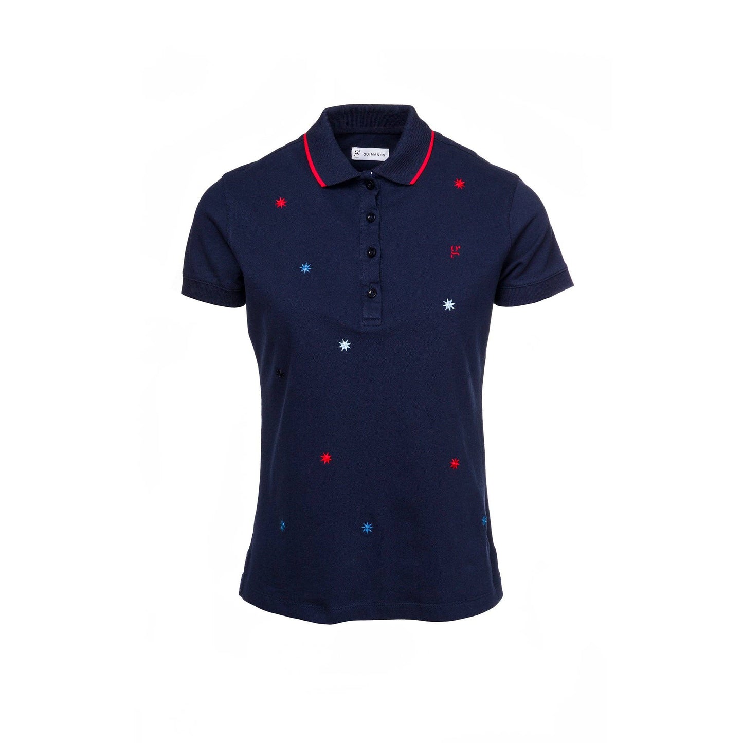 Polo donna in cotone con ricami a stelline