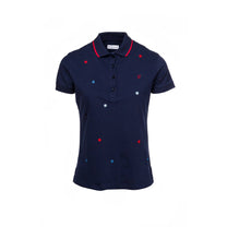 Polo donna in cotone con ricami a stelline