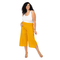 Pantaloni culotte estivi in cotone e lino curvy