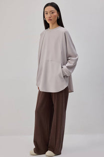 Tunica in crêpe oversize con tasche