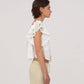 Top bianco Lux con volant e ricami
