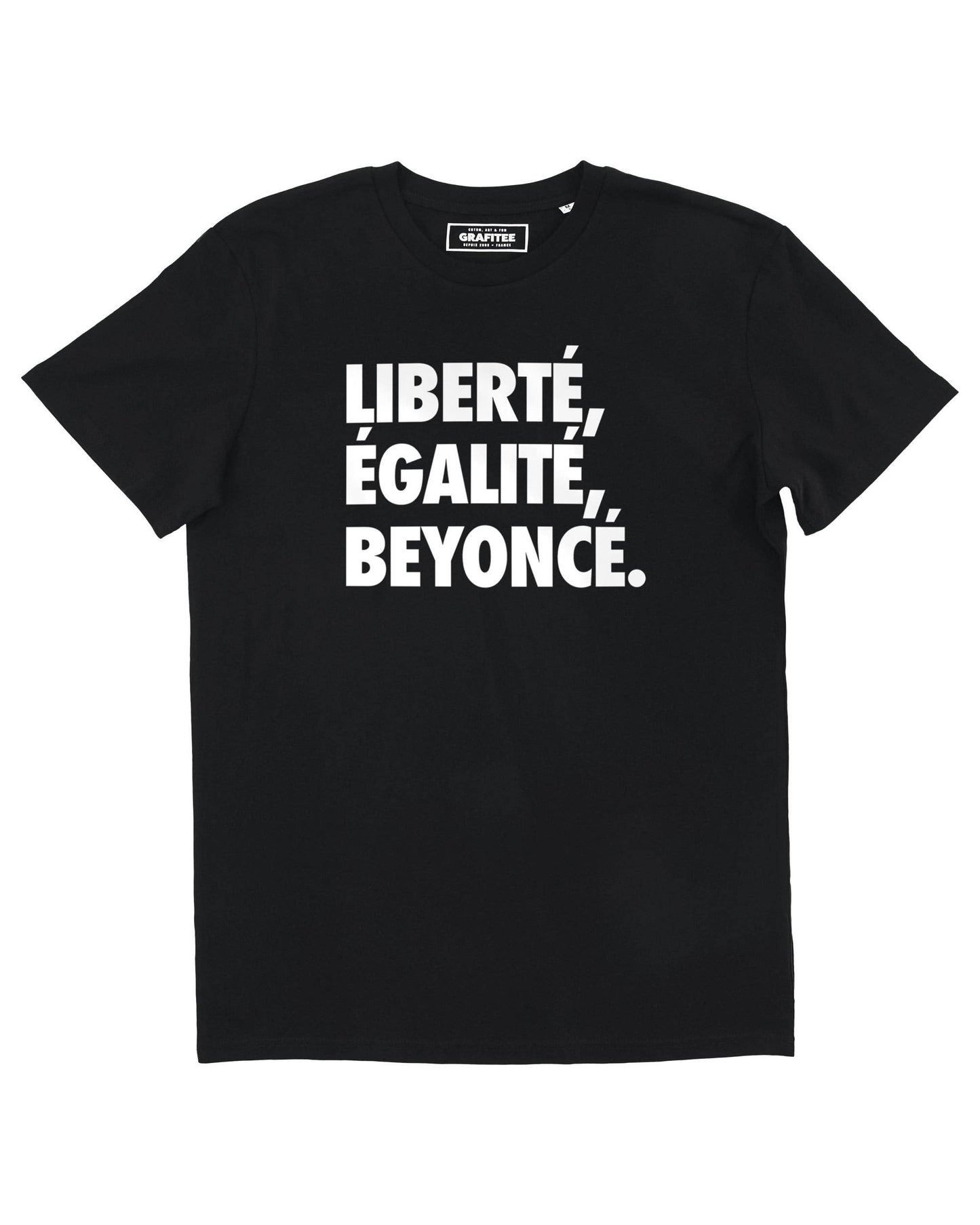 T-shirt con slogan “Liberté, Égalité, Beyoncé” in cotone biologico