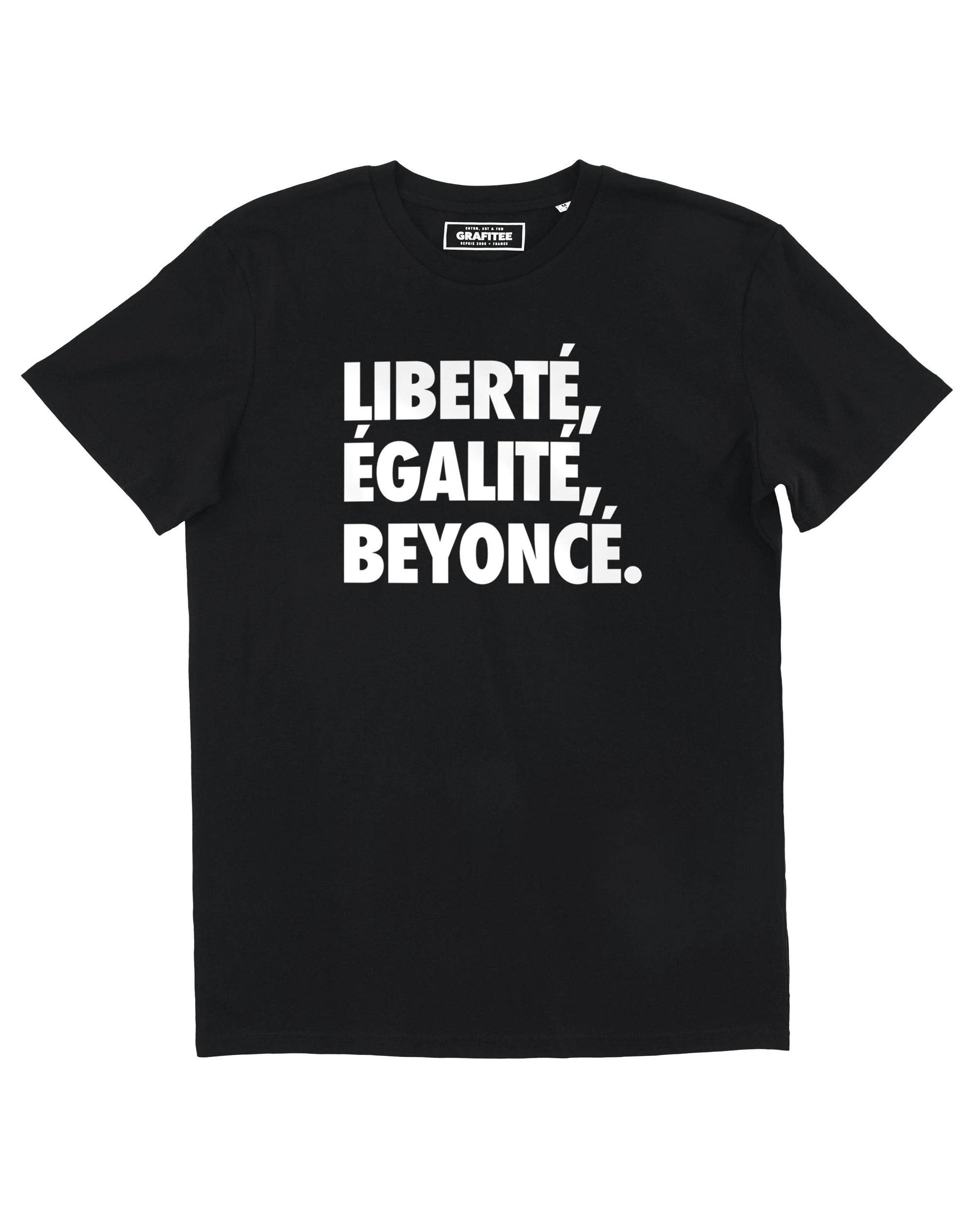 T-shirt con slogan “Liberté, Égalité, Beyoncé” in cotone biologico