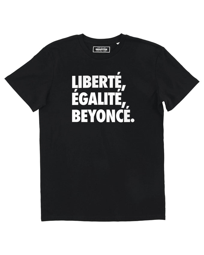 T-shirt con slogan “Liberté, Égalité, Beyoncé” in cotone biologico