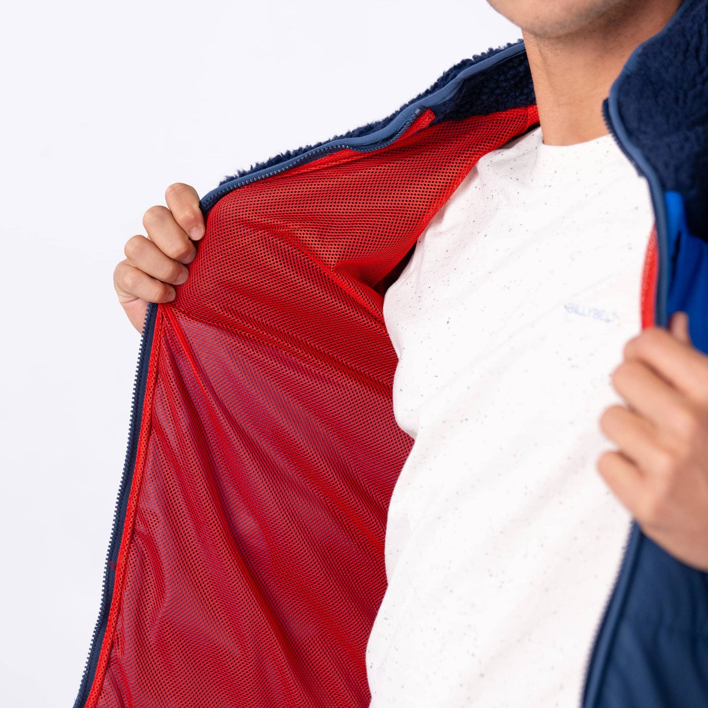 Giacca sherpa bicolore blu navy