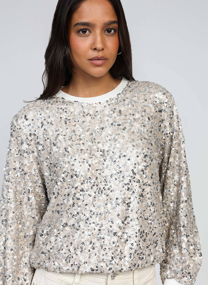 Maglione tricot con paillettes effetto glow