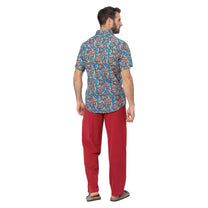 Camicia estiva a maniche corte in voile di cotone con stampa floreale