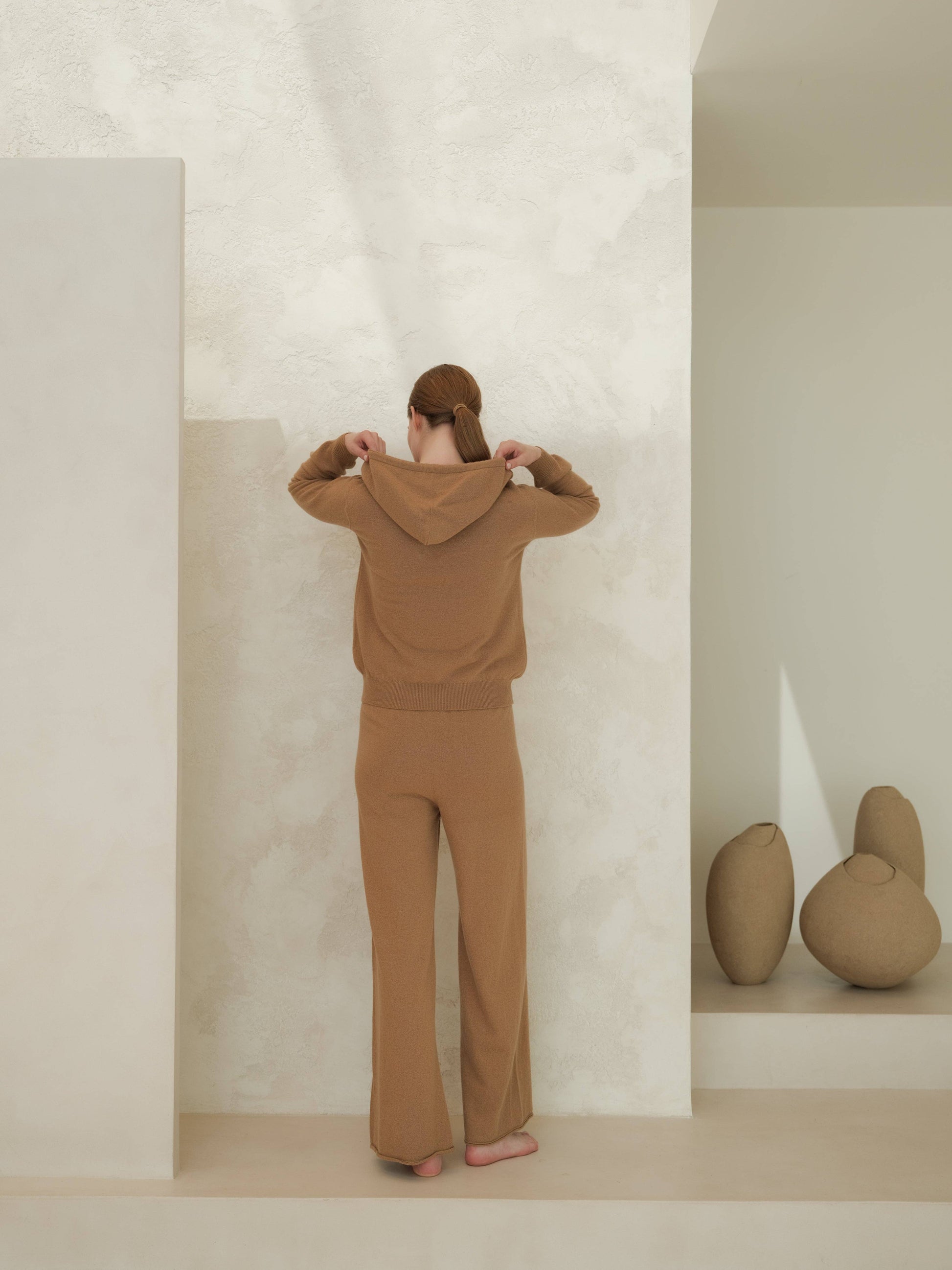 Felpa con cappuccio in maglia Cashmere Mix