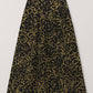 Gonna midi a campana floreale nera e oro