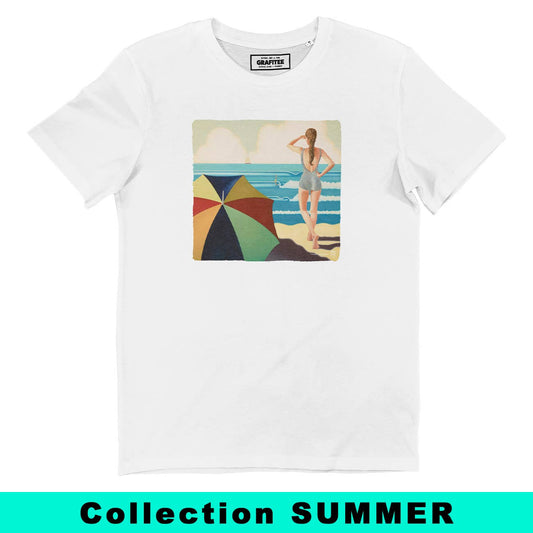 T-shirt estiva unisex con stampa beach