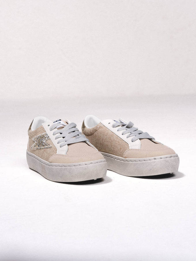 Sneakers con glitter a contrasto
