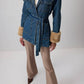 Giacca in denim con bordo in ecopelliccia