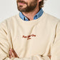 Felpa rétro beige in cotone con ricamo