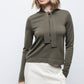 Maglione in maglia rasata con scollo a V e fiocco