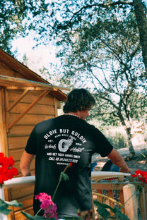 T-shirt nera Oldie in cotone biologico con stampa