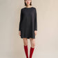 Abito midi girocollo in lana merino extrafine