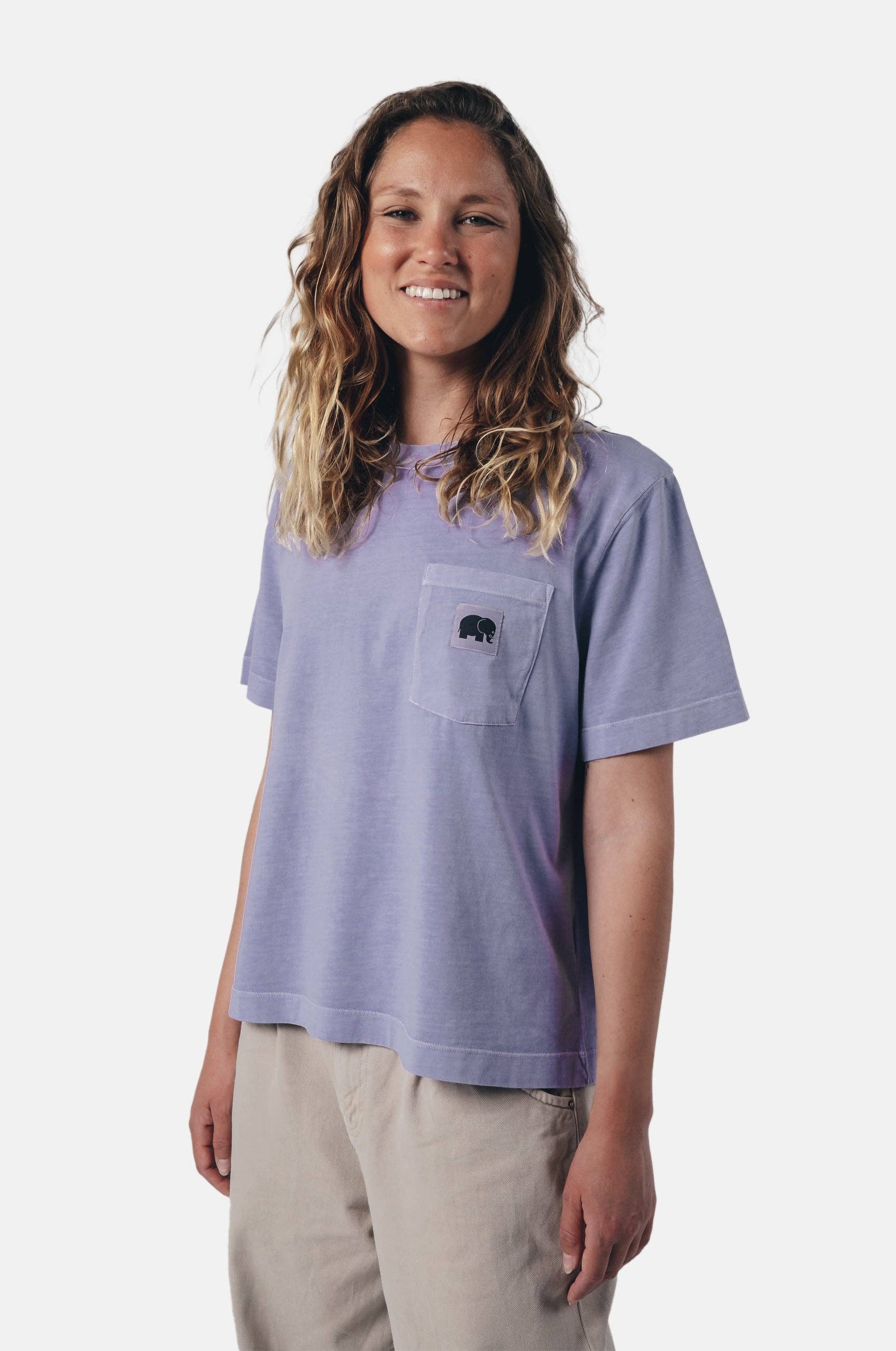 T-shirt donna lavanda tinta a pigmento Garceta
