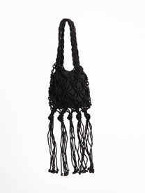 Mini borsa glitterata con frange fatta a mano