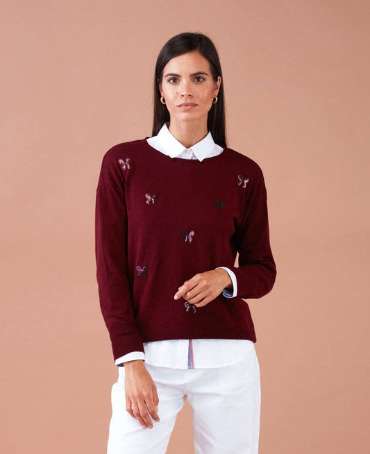 Felpa ricamata con fiocchi