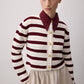 Cardigan a righe in maglia