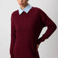 Set in maglia a trecce bordeaux