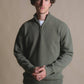 Maglia uomo in lana jacquard con zip a quarto color salvia