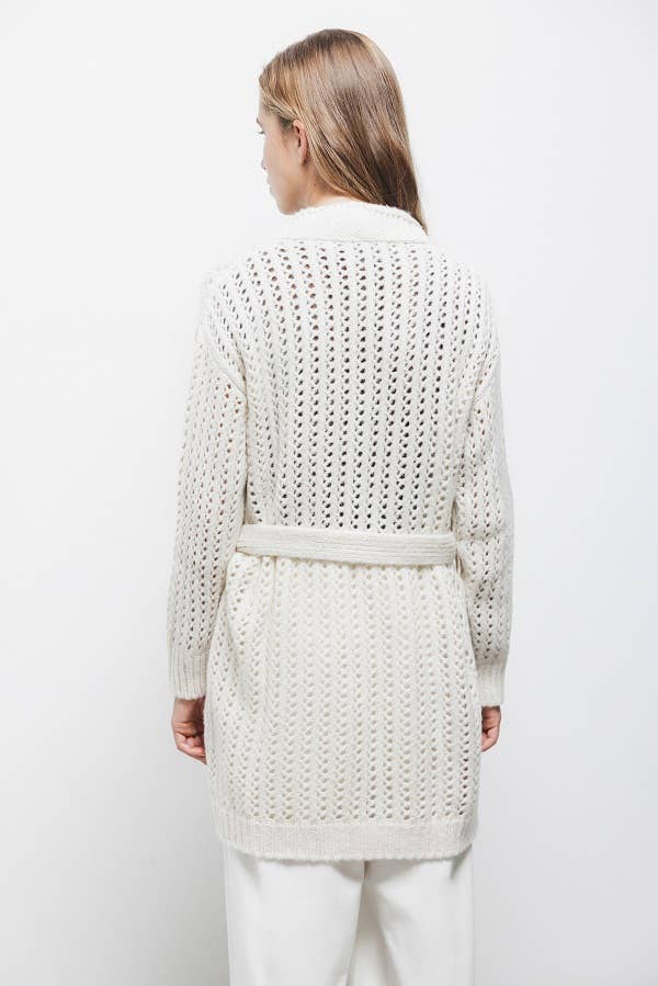 Cardigan in maglia strutturata con cintura