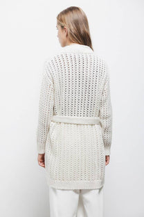 Cardigan in maglia strutturata con cintura