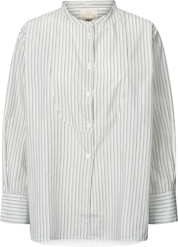Camicia Beate in cotone biologico a righe sottili blu