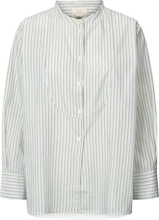 Camicia Beate in cotone biologico a righe sottili blu