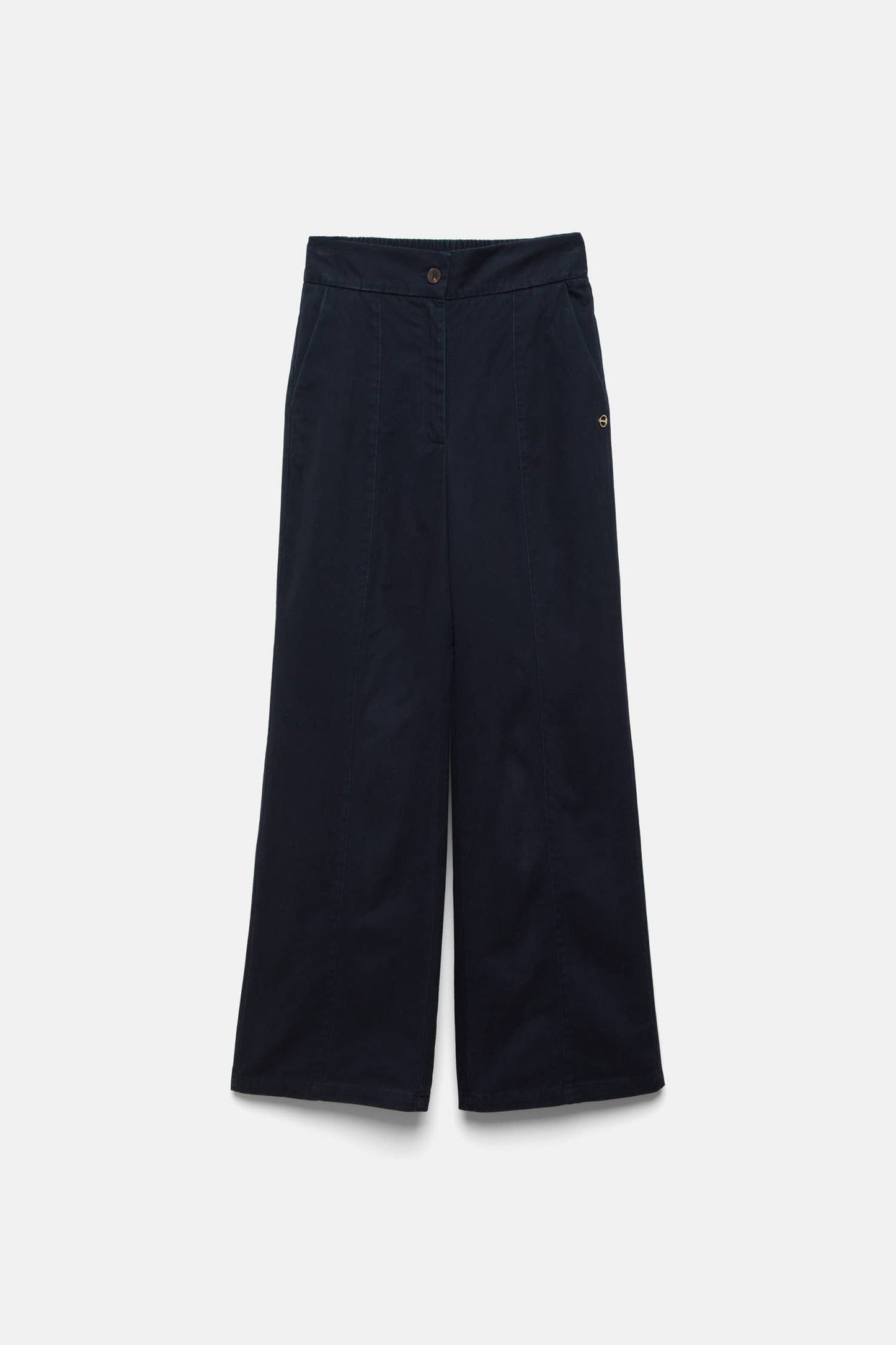 Pantaloni ampi in cotone a vita alta